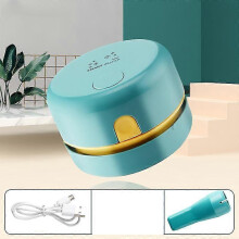 Desktop Debris Vacuum 3.2" x 2.4" USB Rechargeable Mini Handheld Vacuum (green) - ya01