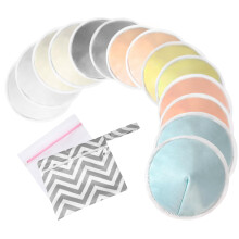 Oiomniv Organic Reusable Nursing Pads (14 Pack), 4.7 Inch Washable Breast Pads for Breastfeeding &