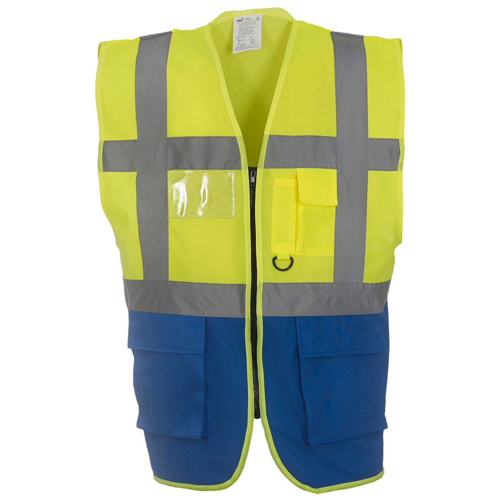 (3Xl, Yellow/Royal Blue) Yoko Unisex Adult Executive Hi-Vis Waistcoat 5063527724625