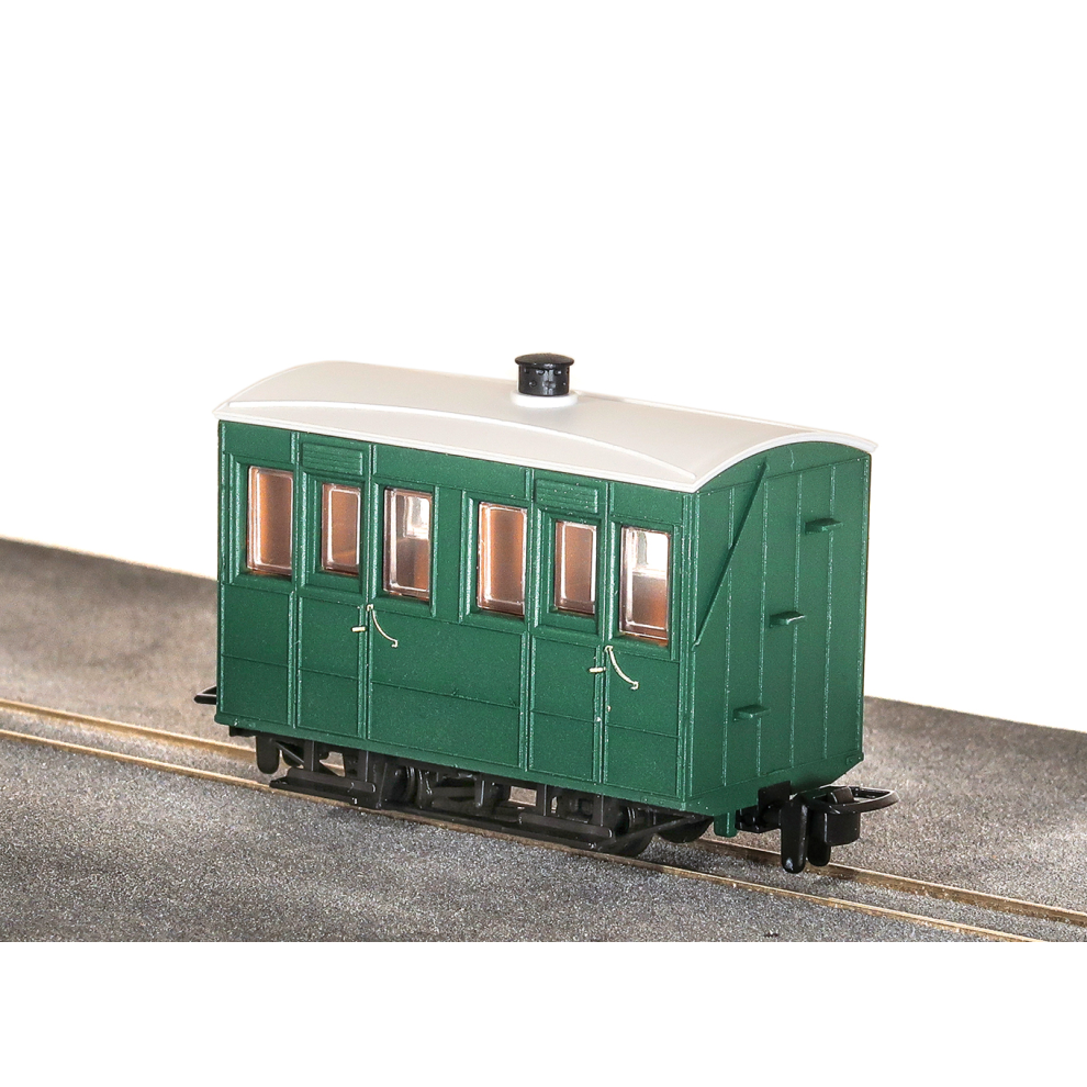 Peco Gr-500Ug 4 Wheel Enclosed Side Coach Green Oo9 Gauge