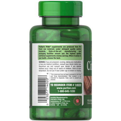 Puritan's Pride PURITAN'S PRIDE Cinnamon 500mg 100 Vegetarian Cap 2