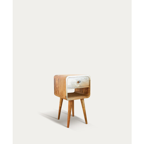 Scandi Rounded Slim Bedside Table 1-Drawer Storage 2