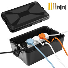 Weatherproof Electrical Box (32 × 21.2 × 13.2cm), IP54 Outdoor Outlet Cover, Protect Outlet, Plug, Power Strip, Holiday Light Decoration, Black