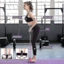 Multifunction Bands Upgrade 6 Tubes Elastic Fitness with Pedals Handles Latex Stretch Ropes Resistan