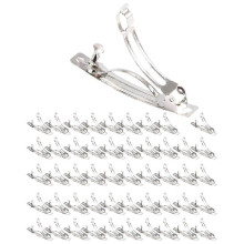 50 Pcs 50mm Metal French Barrettes Hair Clips Bows - Silver