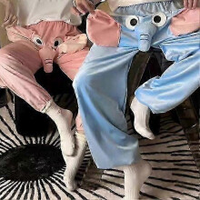 (XXL, pink) Cartoon Elephant Pattern Pajama Pants Wide Leg Design Women Men Lounge Pants Elastic Waistband Mid-Rise Pajama Bottoms