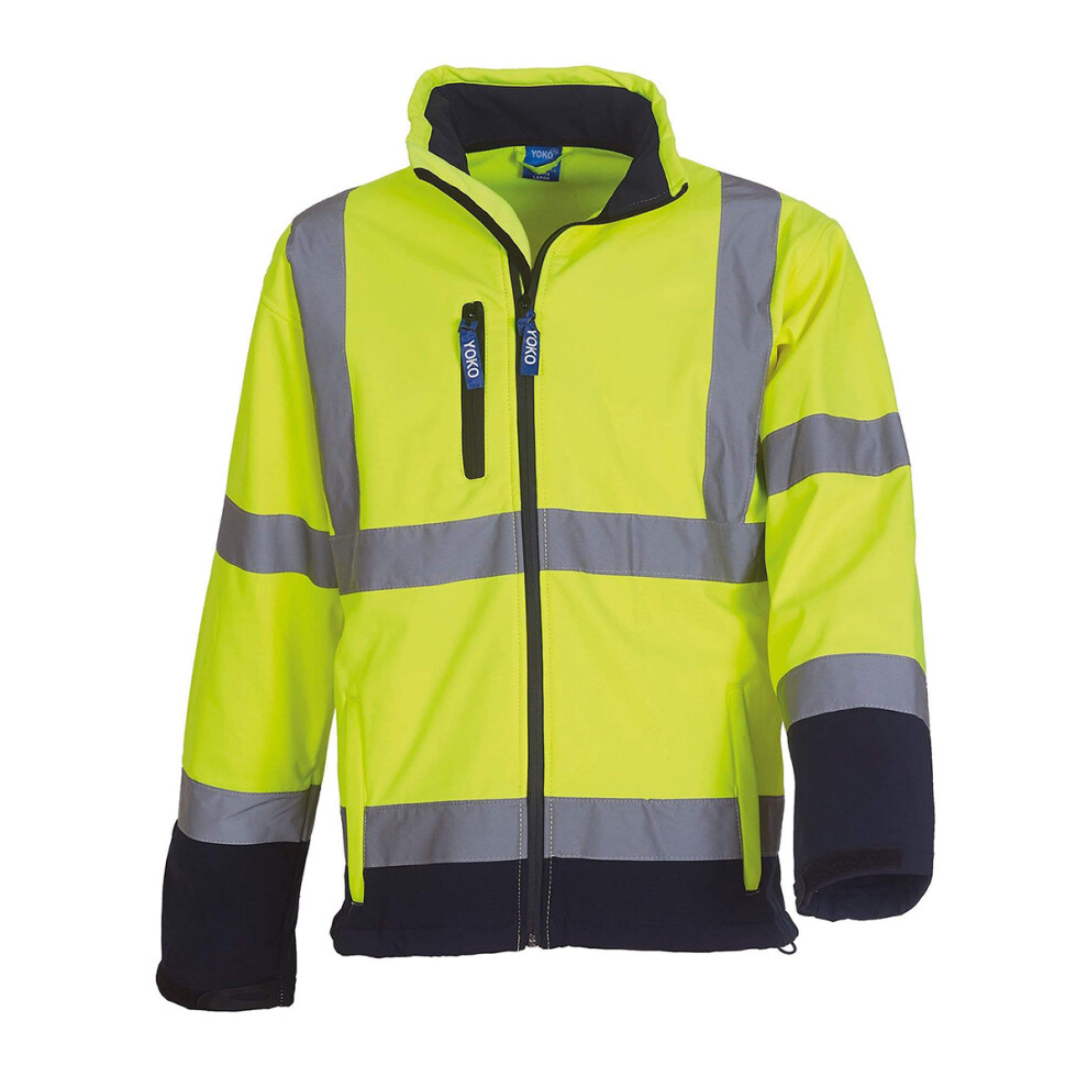 (4Xl, Hi-Vis Yellow/Navy) Yoko Mens Hi-Vis Sofshell Jacket 5055747619058