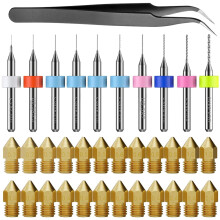 3D Printer Nozzle Kit MK8 Extruder Nozzles Copper Print with Cleaning Drill Bits for CR-10