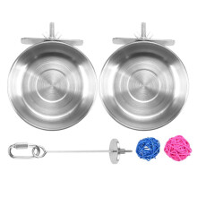 5Pack Stainless Steel Bird Feeder Set- Feeding Dish Cups Food Water Bowls Bird Food Holder for Cages Small Animals