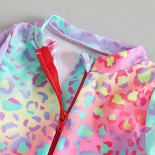 (100) UPF50+ Infant Girls Beachwear Long Sleeve Swimwear Fish Scale Pattern One-pieced Bathing Suit with Adorable Ruffle Trim 130
