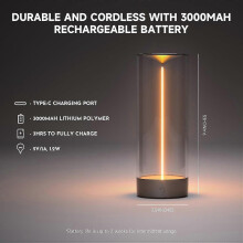 Minimalist Desk Lamp Cordless Table Lamps LED Rechargeable Modern Nightstand Lights Dimmable with 3 Levels for Gaming, Home Office, Bedroom, Living Ro