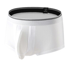 (XXXL, White) Men's Breathable Comfortable Ice Silk Underwear Men Underwear Trunks Fitness Sport Boxer Briefs Fast Drying Underpants  White XL