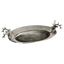 25Cm Dia Stag Serving Tray Nickel Finish
