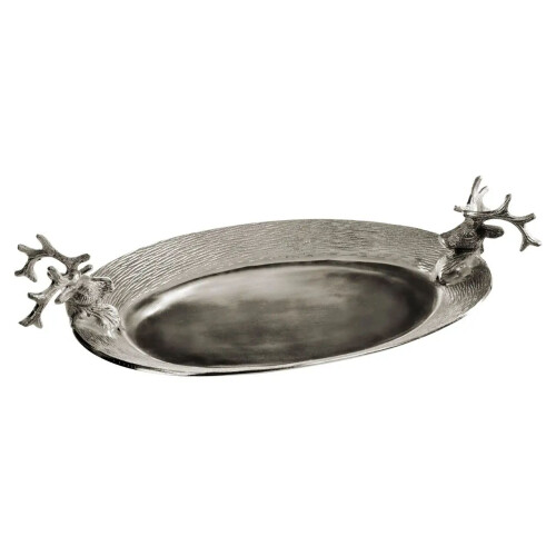 Premier Housewares 25Cm Dia Stag Serving Tray Nickel Finish