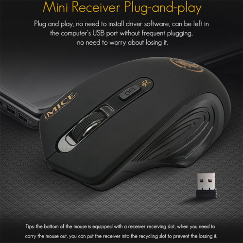 IMice G1800 Computer Mouse, 2.4G Wireless Silent Optical Gaming Mouse for Pc, Laptop, (Gray) 1