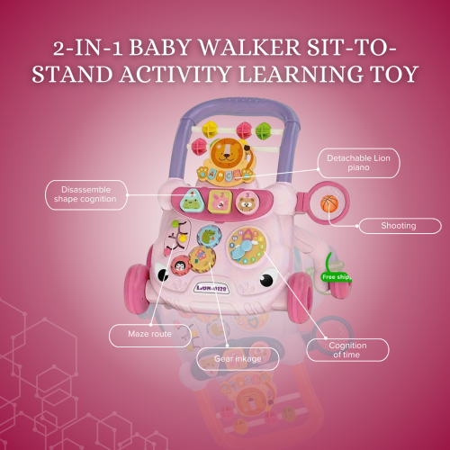 Baby Activity Walker Push Along Learning Toy Pink 1