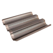 Nonstick Perforated Baguette Pan Stainless Steel French Bread Baking Tray 3 Wave Loaves Loaf Bake Mold Oven Toaster Pans Gold