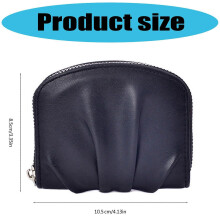 (Black) Womens Wallet with Zippers Closure Small Coin Purse Pleated Change Purse Solid Color Short Purse PU Leather Wallet Light pink