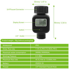 Water Flow Meter  for Garden Hose, Measure Water Consumption and Flow Rate,  for 3/4inch Hoses and Faucets
