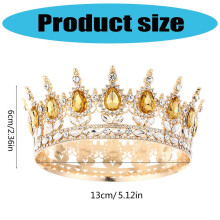 (Five Colors) Adult Crown for Women Elegant Headpiece Costume Hairpieces Hairpieces Great for Wedding Birthday and Prom Outfits Yellow