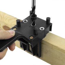 (Grey) Handheld Dowel Jig Set with Drill Guide Block, Professional Woodworking Doweling Jig, Metal Sleeve Wood Drilling Green