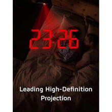 (White Digit red Projection) Projection Alarm Clock, Digital Clock with 180 Rotatable Projector, 3-Level Brightness Dimmer,-Yvan