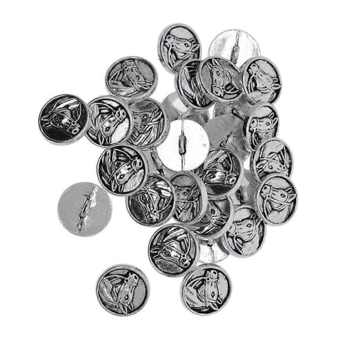 30 Pieces Antique Silver Engraved Shank Buttons Horse Head