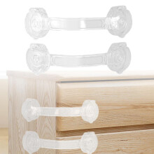 2 Pieces Child Safe Straps Lock Transparent Multipurpose No Drill No Screw latches Durable for Cabinet Window Fridge Drawer