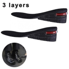 (As show, One size) (As show, One size) 4-layer Unisex Height High Increase Shoe Insoles Lifts For Men Women