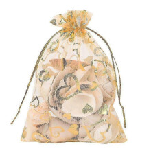 100Pcs 9x12cm Sheer Heart Drawstring Organza Pouches for Jewelry, a Wedding Party Favor Gift Bag