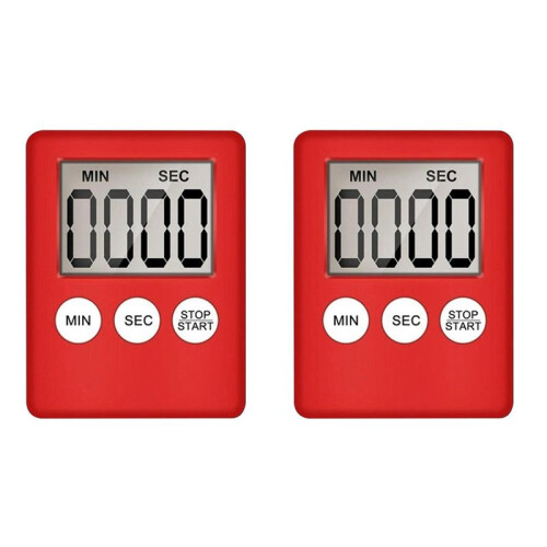 Digital Kitchen Timer, Timer, Egg Timer, Suitable for Work, Sports Timer, Game, Cooking Timer, 2 Pack Red