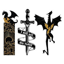 Dragon Bookmarks for Men, Book Accessories for Reading Lovers, Book Marks for Reading Black and Gold Dragons