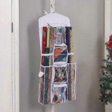 (Black) Double Sided Hanging Gift Wrap Organizer, Wrapping Paper Gift Bag Storage,space Saving,15x40 Inch