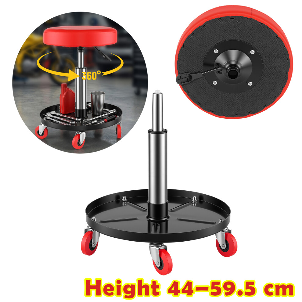 Rolling Mechanic Stool With Wheels, 135Kg Capacity Garage Seat/Work Stool, Adjustable Height Rolling Workshop Stool With 5 Swivel Casters 727277951841