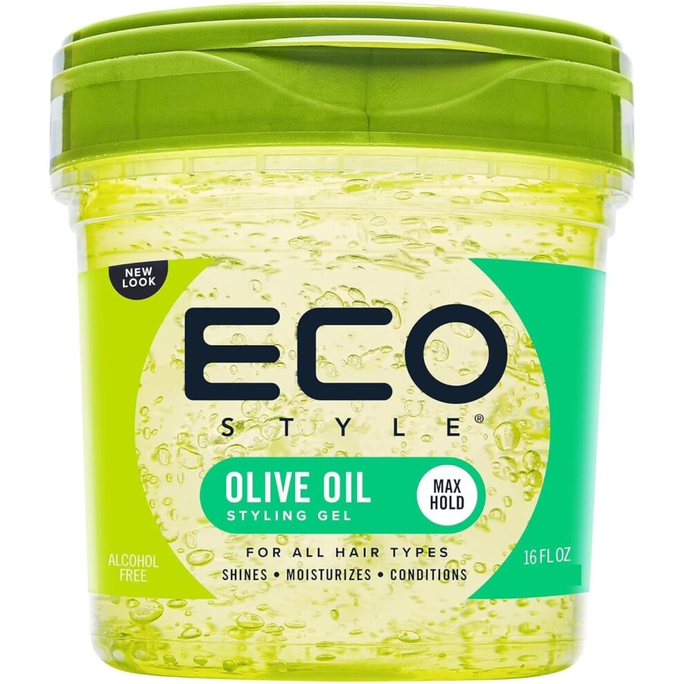 Eco Style Olive Oil Styling Gel Maximum Hold Hair Gel with Olive Oil, Long-Lasting Frizz Control, Shine & Moisture for All Hair Types - 236ml