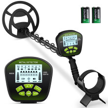 Metal Detector with Waterproof Search Coil, Adjustable Length & Sensitivity, All Metal/DISC/PP Modes, LCD Display, for Beach, Garden & Outdoor(Green)