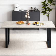 AINPECCA 150cm Dining Table Marble Effect Beige Top for 4-6 Seaters