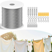 30M Wire Rope Kit, 304 Stainless Steel Garden Wire with M5 Turnbuckles for Climbing Plants, String Lights, Picture Hanging, Clothes Line & Tent Rope