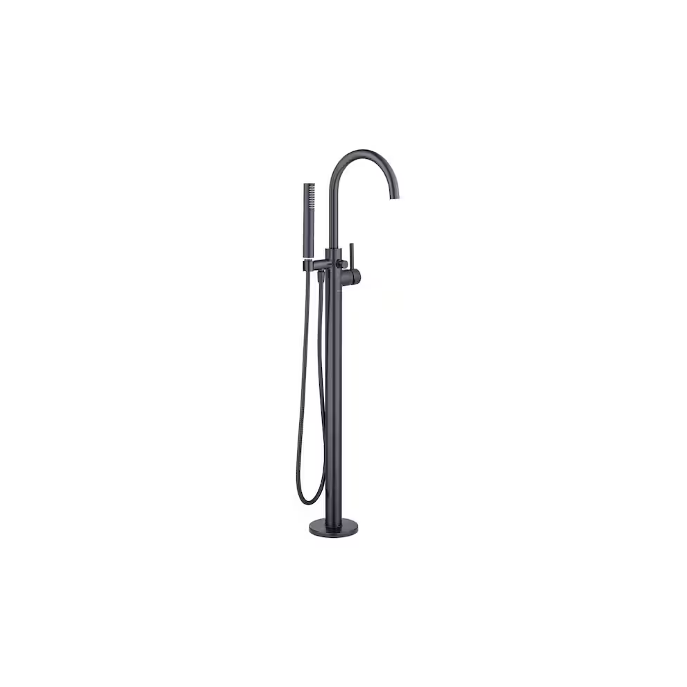 Glacier Bay Dorind Single-Handle Freestanding Tub Faucet Floor Mounted With Handheld Hand Shower In Matte Black 7433121563520