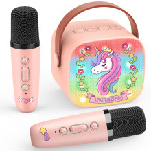 WOOTOY Karaoke Machine kids with 2 microphones, Unicorn Gifts for girls,Kids Birthday Presents