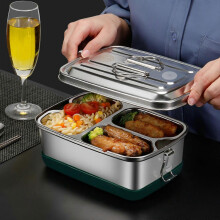(2.0L double layer do) Stainless Steel Lunch Box Double Layer Bentos Box with Compartments Leak Proof Food Container for Adults and Kids