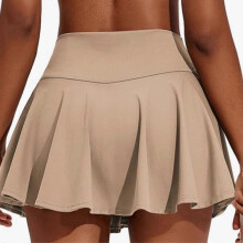 (XXL, Khaki) Sophisticated Tennis Yoga Skirt Inner Shorts and Pockets For Women Moisture Wicking High Waist Gym Running Workout White XL