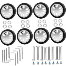 8st Bagagehjul Ersättningssats, Dia 2tum/50mm Tjock 0,47tum/12mm Resistant Gummi Mute Caster Ersättningsresväska B