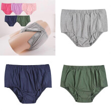 (M, Gray) Post Surgical Underwear Tear Away Briefs Breathable Breakaway Pants Panties Reusable Incontinence Underpants for Women  Purple XL