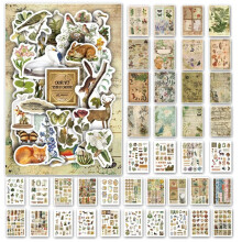 Papel de Adesivos Washi Estéticos Vintage para Scrapbooking, Livro de Coisas Efêmeras de 40 Folhas para Diário de Arte,C