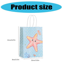 (2) 12pcs Ocean Themed Paper Gift Packaging Bags with Portable Handle Elegant Candy Cookie Bag Birthday Party Decoration