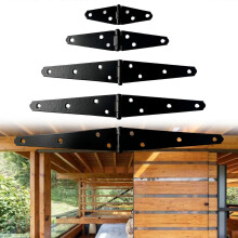 (4) Black Shed Door Gate Hinges with Screws Heavy Duty Strap Hinges Replacement for Fence Wood Gate Cabinet Door Enduring  2