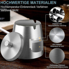 (S, Black) Stainless Steel Ashtray With Lid Outdoor Windproof Ashtray With Non-slip Base For Outdoor And Indoor Use-Yvan