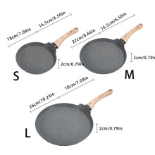 (L, Gray) Scratch Resistant Frying Pan with Maifan Stone Coating Cooking Breakfast Maker Nonstick Skillets Kitchen Cooking Tool  Gray S