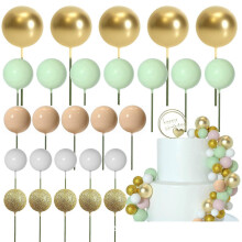 (Light Green) Set of 50 Cake Decoration Set Round Shape Cake Toppers Party Food Picks Foam Texture Suitable for Holiday Celebration Deep Blue